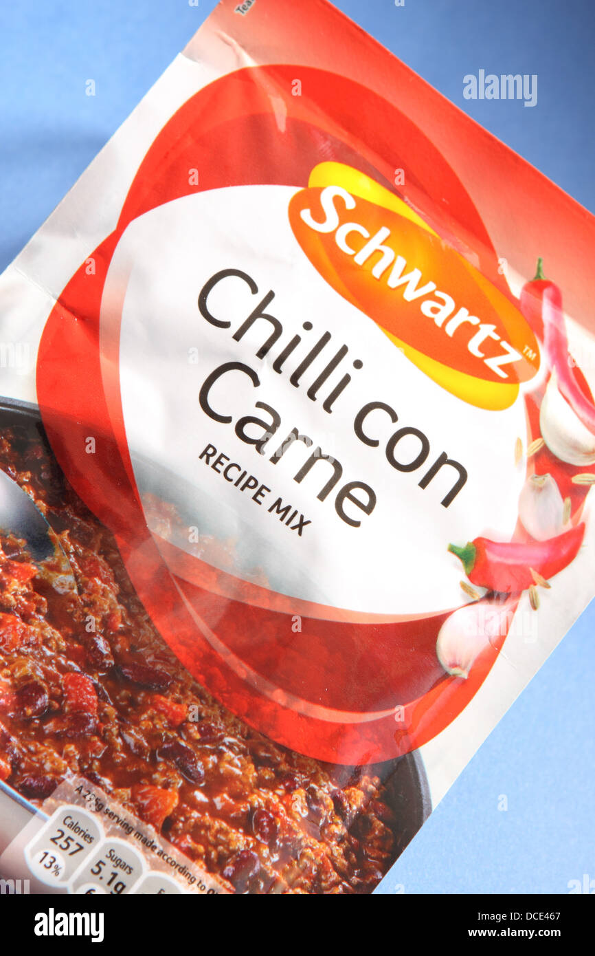 Schwartz Chili Con Carne Rezept Mischung Stockfoto