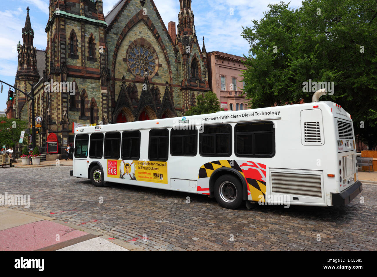 Maryland Transit Association betrieben clean-Diesel-Technologie angetrieben Linienbus, Baltimore City, Maryland, USA Stockfoto