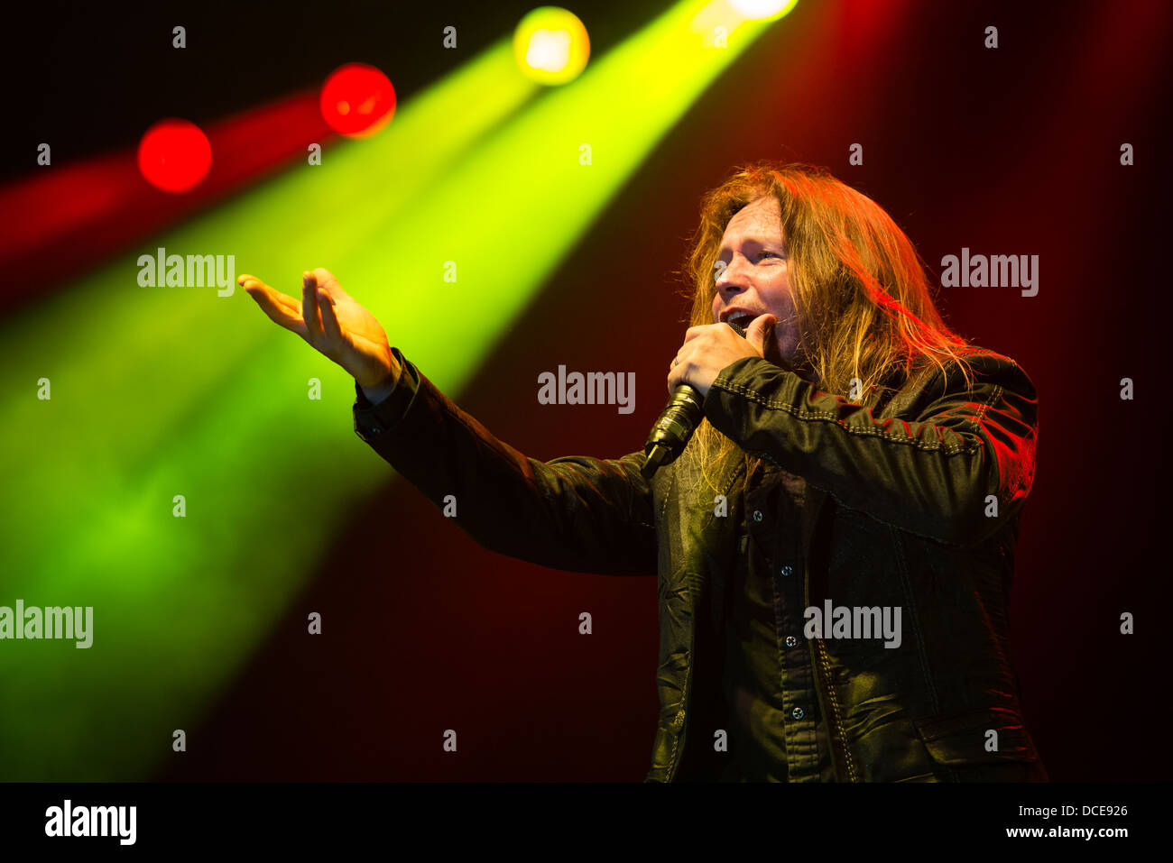 Timo Kotipelto - Sänger der finnischen Power-Metal-Band Stratovarius führt auf Musik Festival Rock Pod Kamenom in Snina, Slowakei Stockfoto