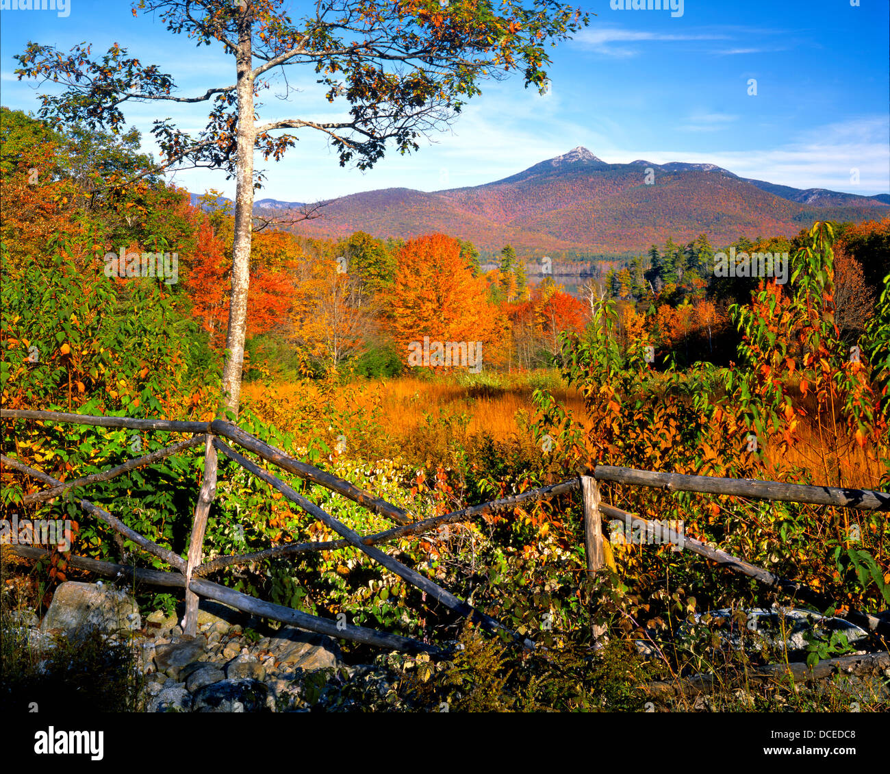 USA, New England, New Hampshire, Chocorua. Herbstliche Landschaft des Mount Chocorua. Stockfoto