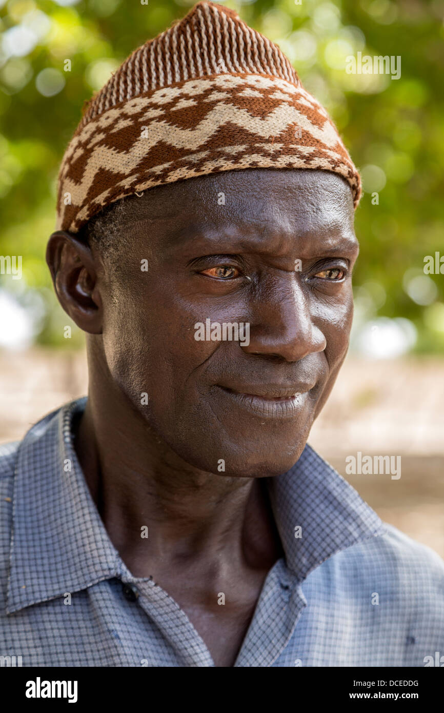 Cashew-Nuss-Bauer, in der Nähe von Sokone, Senegal.  Jola (Diola) ethnische Gruppe. Stockfoto