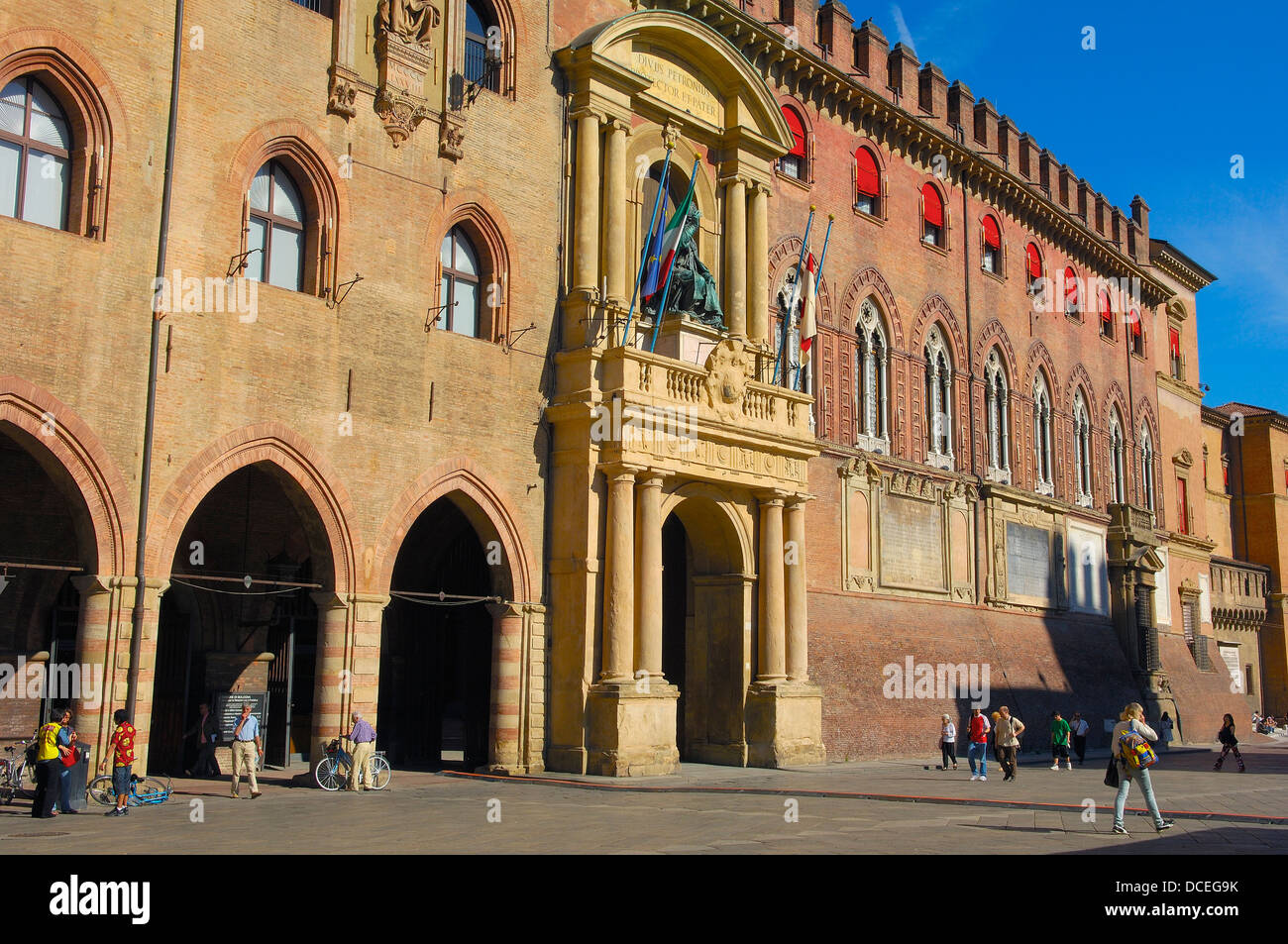 Bologna. Palazzo Comunale (Rathaus). Piazza Maggiore (Hauptplatz). Emilia-Romagna. Italien Stockfoto