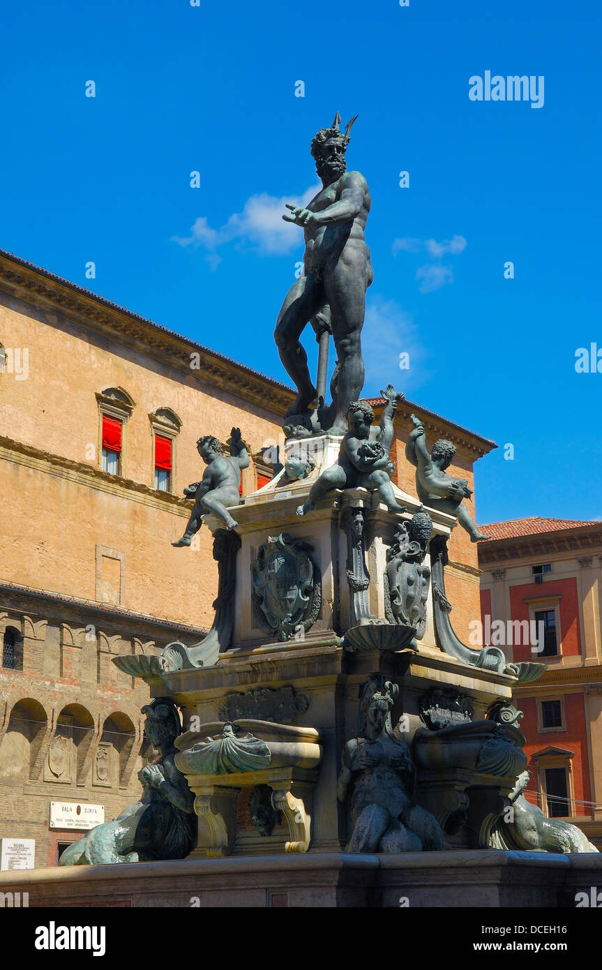 Bologna, Neptuno-Brunnen, Piazza Maggiore, Hauptplatz, Emilia Romagna, Italien, Europa Stockfoto