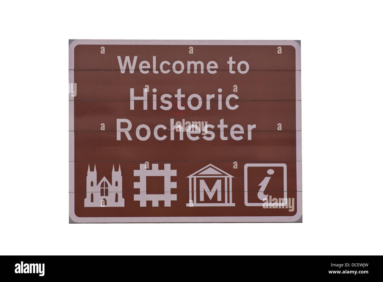 Willkommen im historischen Rochester Zeichen Kent UK Stockfoto