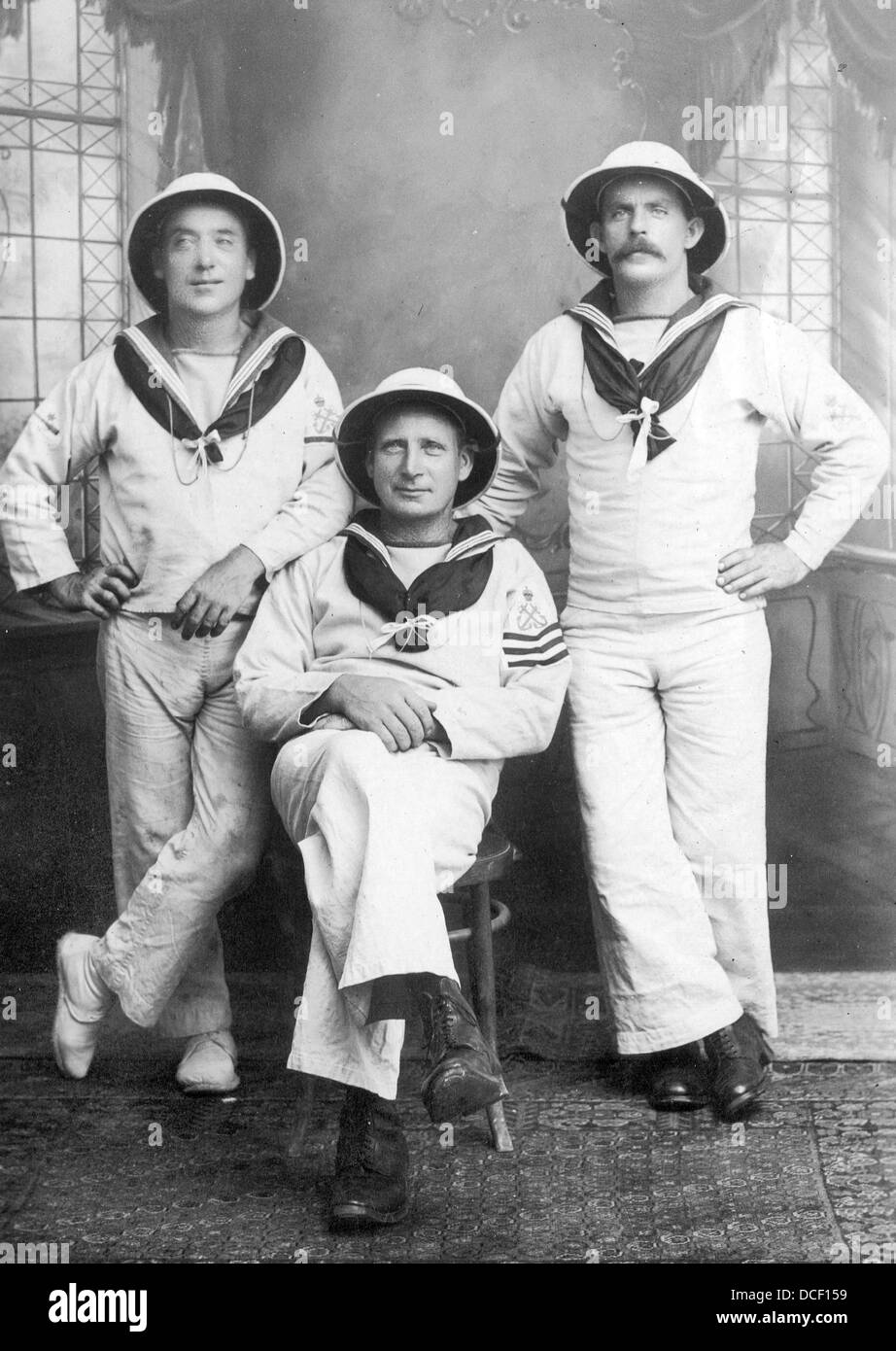Ersten Weltkrieg Royal navy Matrosen in Tropenuniform Stockfoto