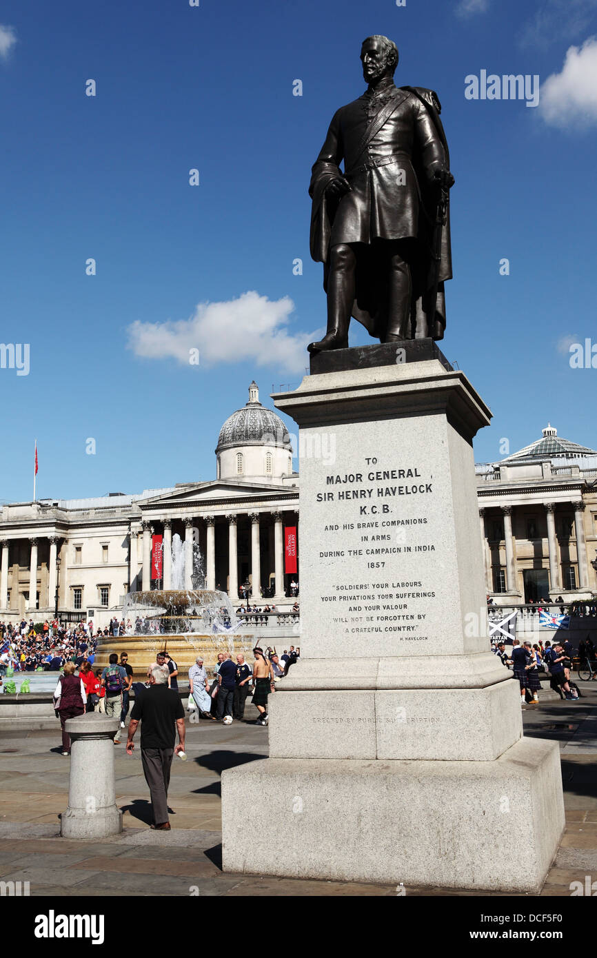 Statue von Major-General Sir Henry Havelock am Trafalgar Square in London, England. Stockfoto