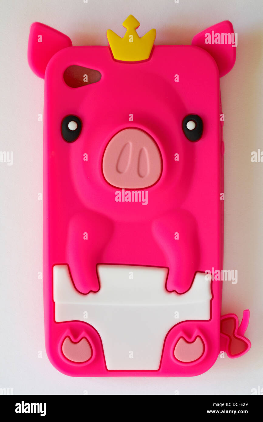 Rosafarbene Handyhülle für iphone isoliert auf weißem Hintergrund Stockfoto