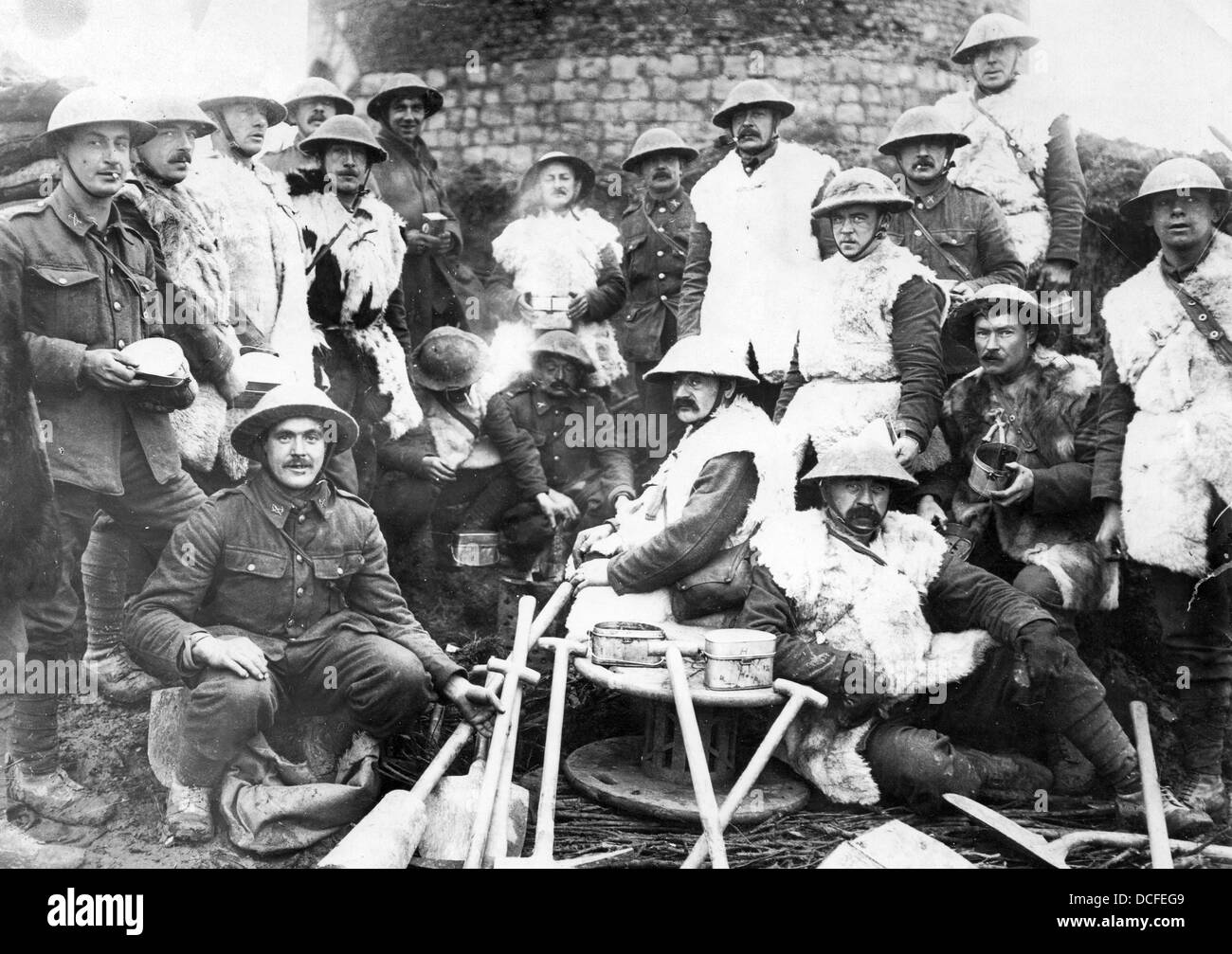 Großen Krieg. WW1 Winterkleidung getragen von britischen Soldaten während des ersten Weltkrieges. Stockfoto