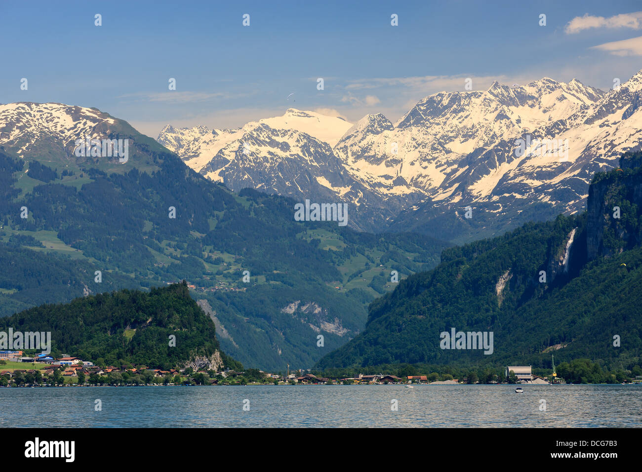 Blick auf Brienzersee und dem See entnommen aus Oberried, Schweiz Stockfoto