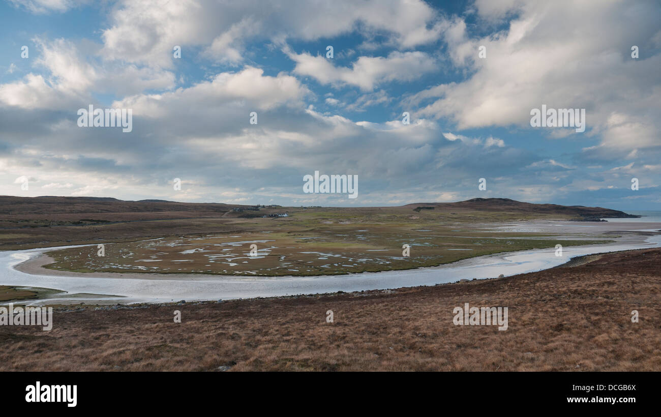 Der Nordwesten Blick über die schöne Bucht von Achnahaird, befindet sich an der weit Nord-Westküste von Schottland, Großbritannien Stockfoto