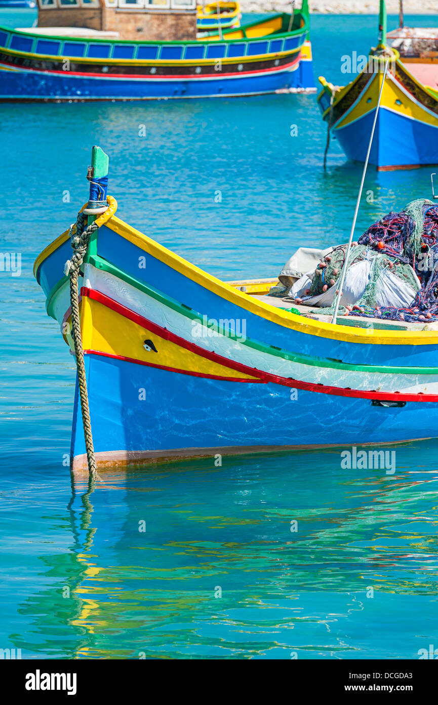 Angelboote/Fischerboote in Marsaxlokk Malta Stockfoto