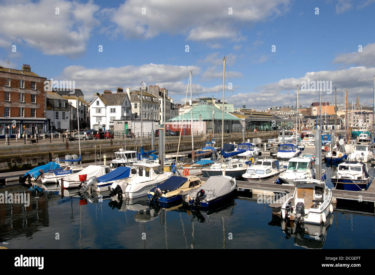 Plymouth Welt berühmte und historische Barbican Stockfoto