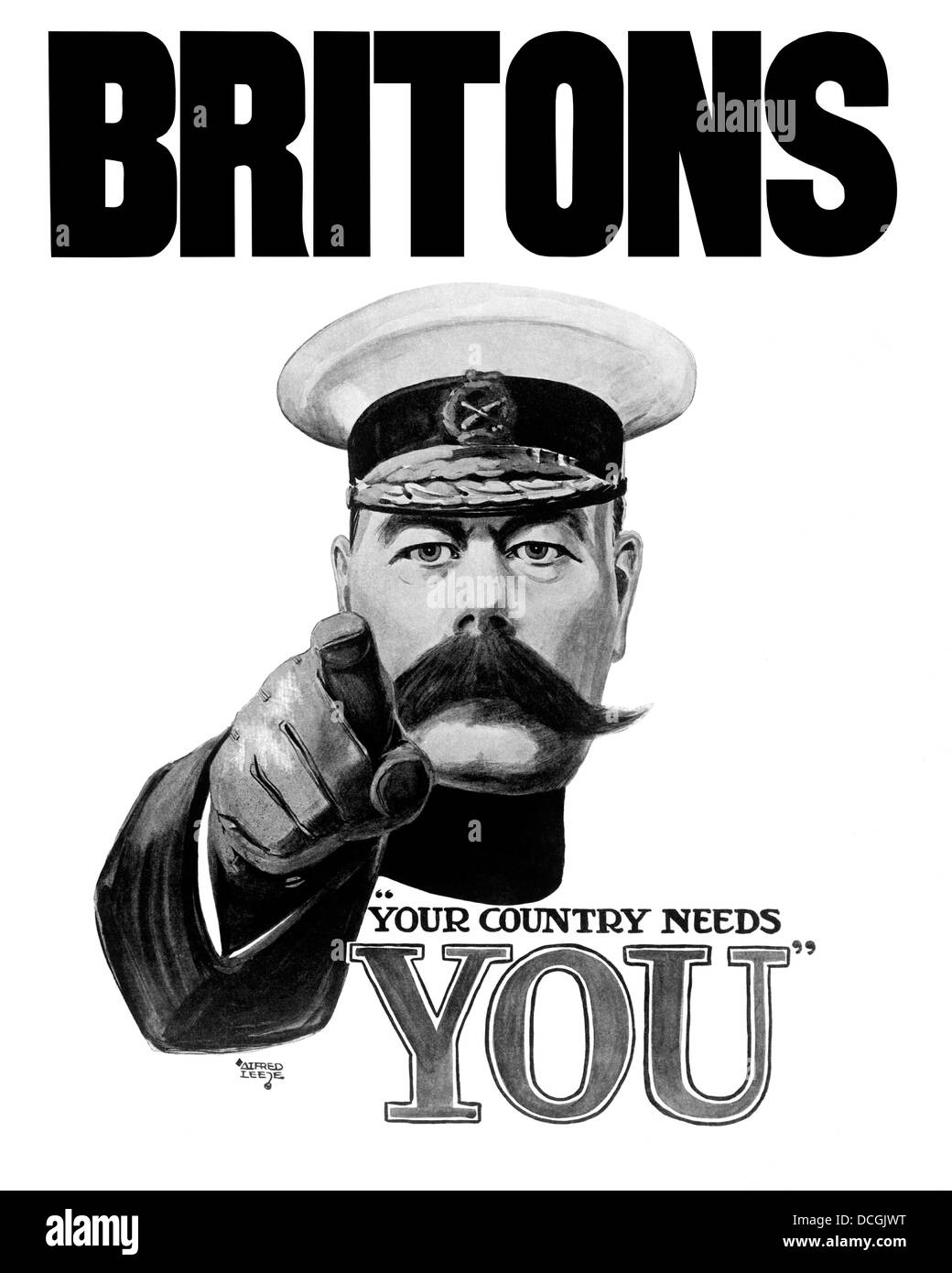 Englische Weltkrieg Propaganda Poster mit Lord Kitchener. Stockfoto