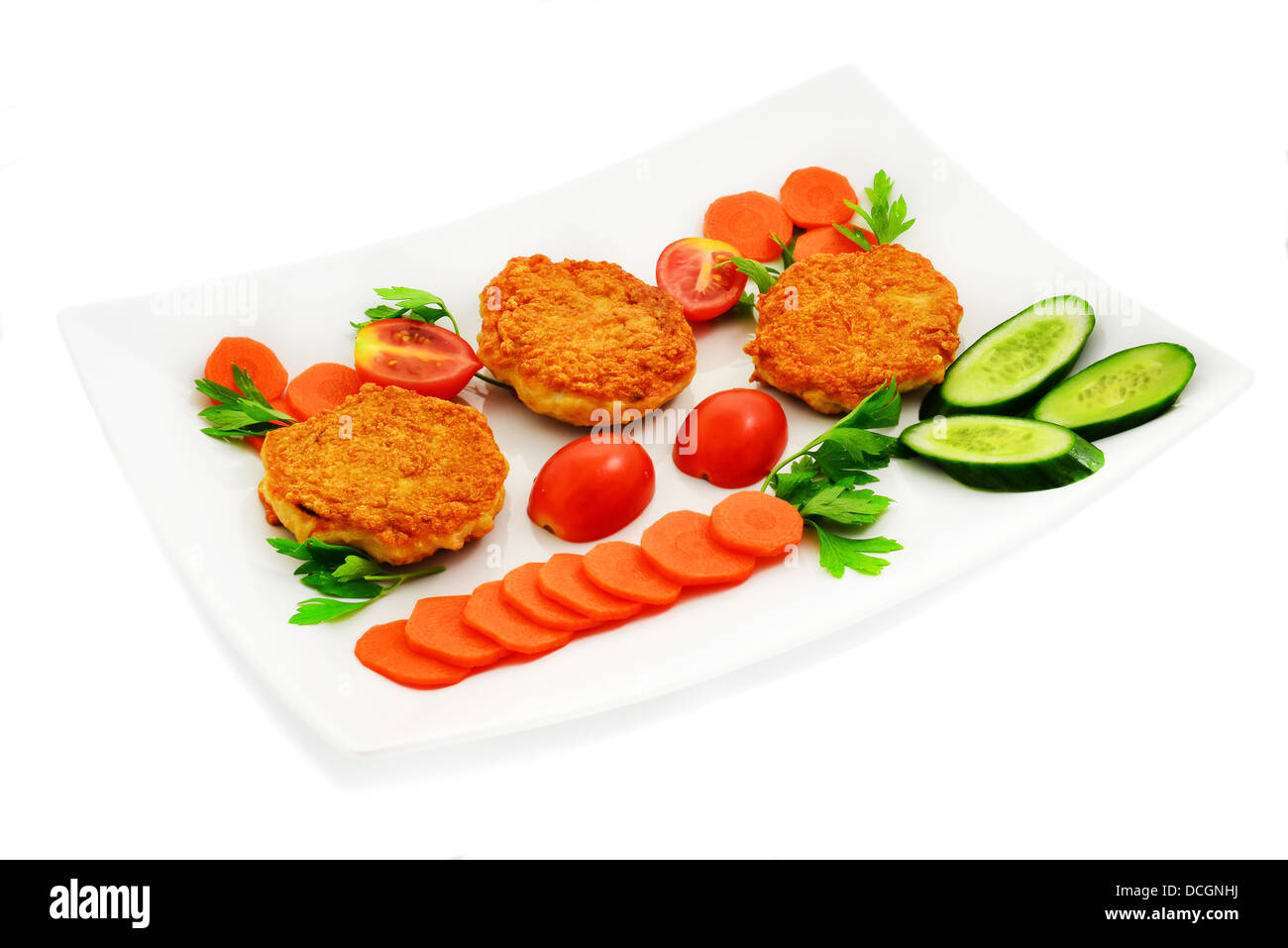 Hähnchen Schnitzel mit Gemüse. Diätetische Lebensmittel. Stockfoto