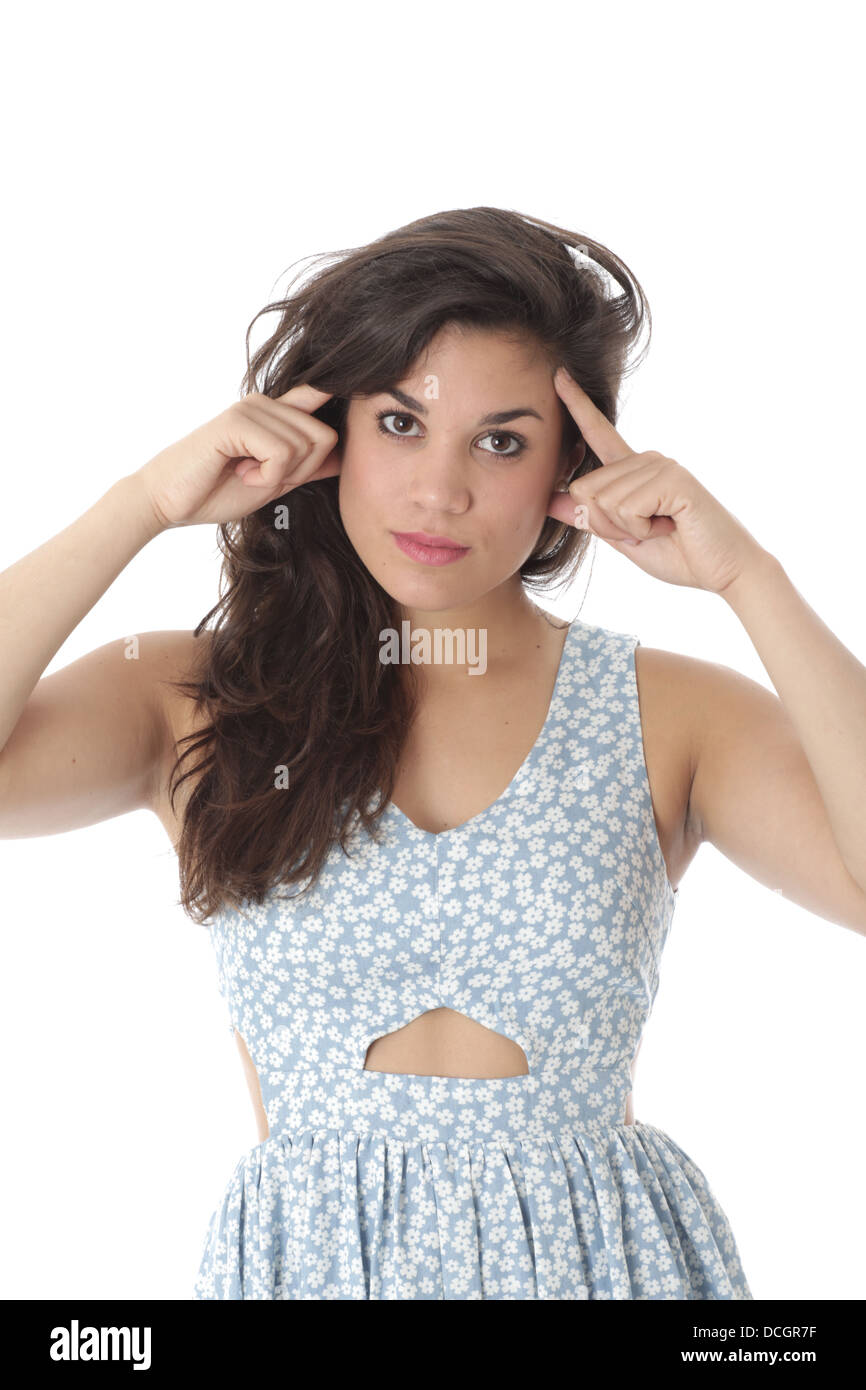 Junge Frau denken und bleiben vor Der Wettbewerb Neue Ideen für Unternehmen Stockfoto Junge Frau denken und bleiben vor Der Wettbewerb Neue Ideen für Unternehmen Stockfoto