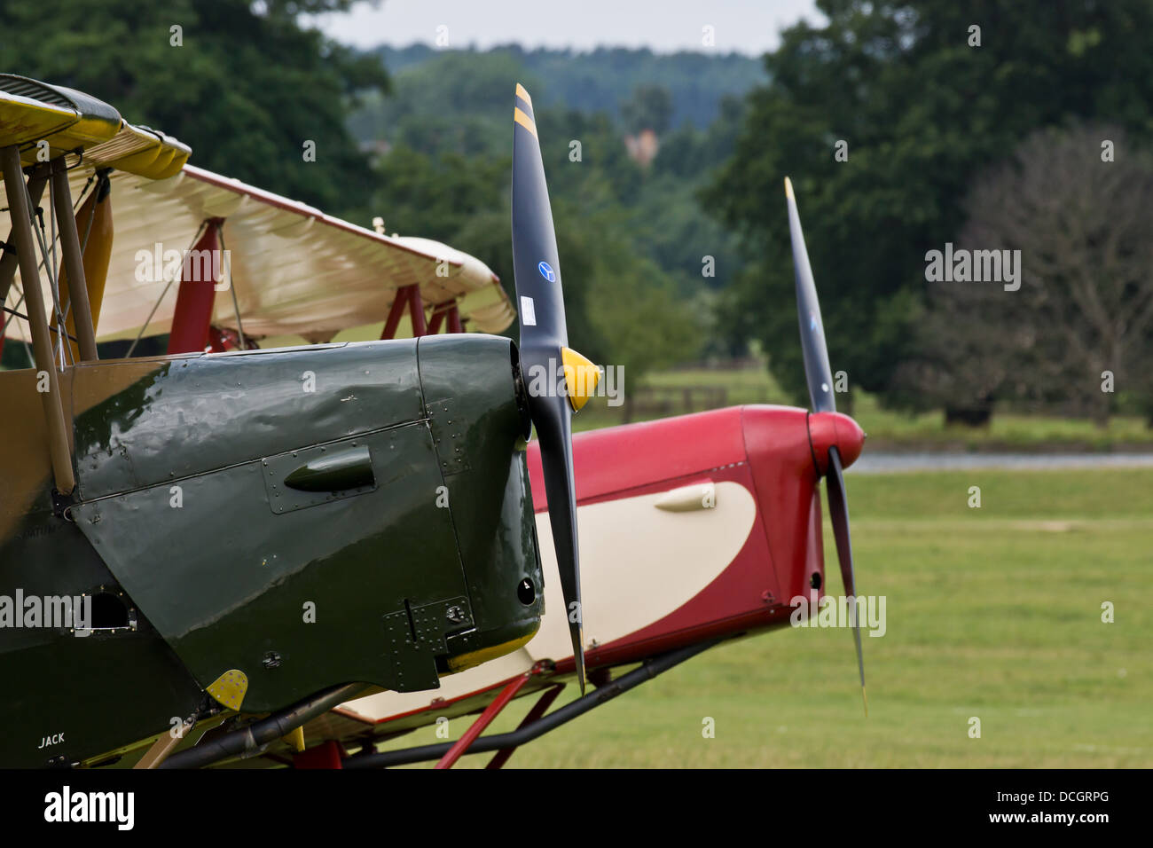 Die De Havilland Motte Club 28. Internationale Rallye, Seitenansicht mit Propeller Stockfoto