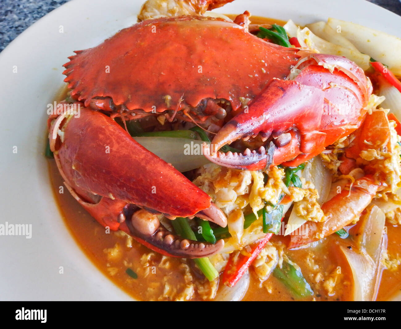 Gebratene Krabben mit Currypulver Thailand Küche Stockfoto