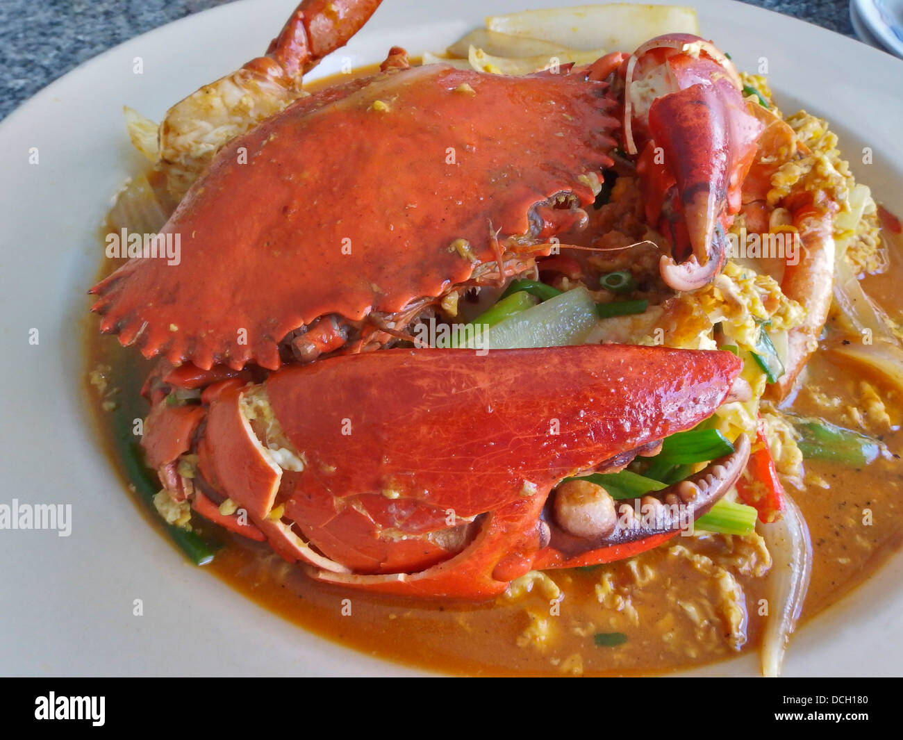 Gebratene Krabben mit Currypulver Thailand Küche Stockfoto