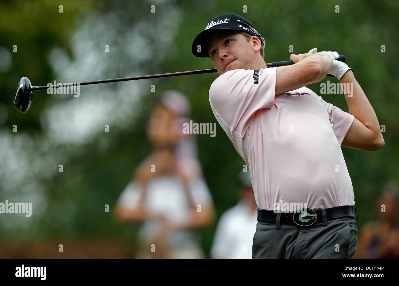 17. August 2013 - Knoxville, TN, Vereinigte Staaten von Amerika - Richard Scott abschlägt während der dritten Runde Wiedergabe der News Sentinel Open Samstag, 17. August 2013 in Knoxville, Tennessee (Cal Sport Media) Stockfoto