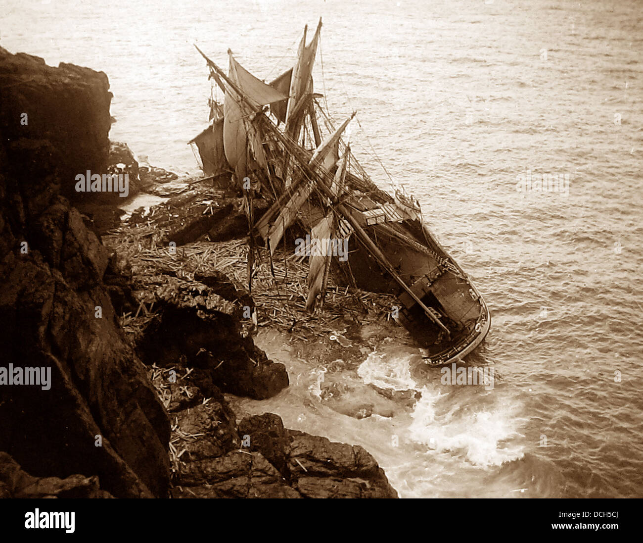 Die Hansy auf The Lizard Cornwall im Jahr 1911 zerstört Stockfoto