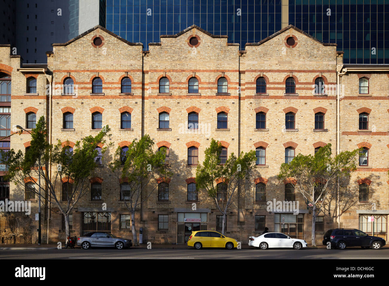 Alte Ziegelhäuser auf Hickson Road, Sydney, Australien Stockfoto