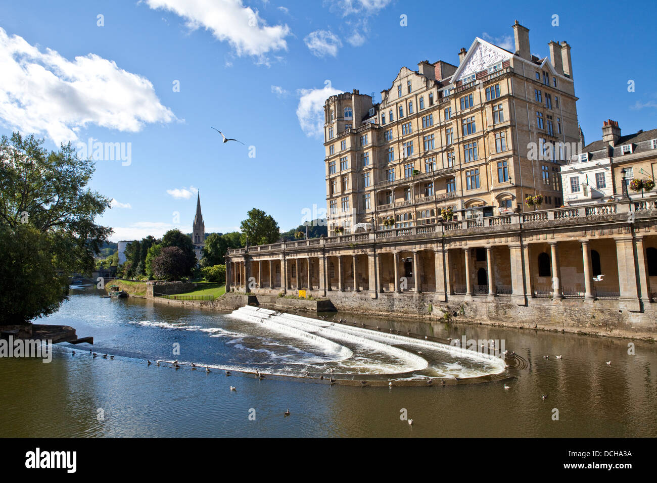 Pulteney Wehr am Fluss Avon in Bath, Somerset. Stockfoto
