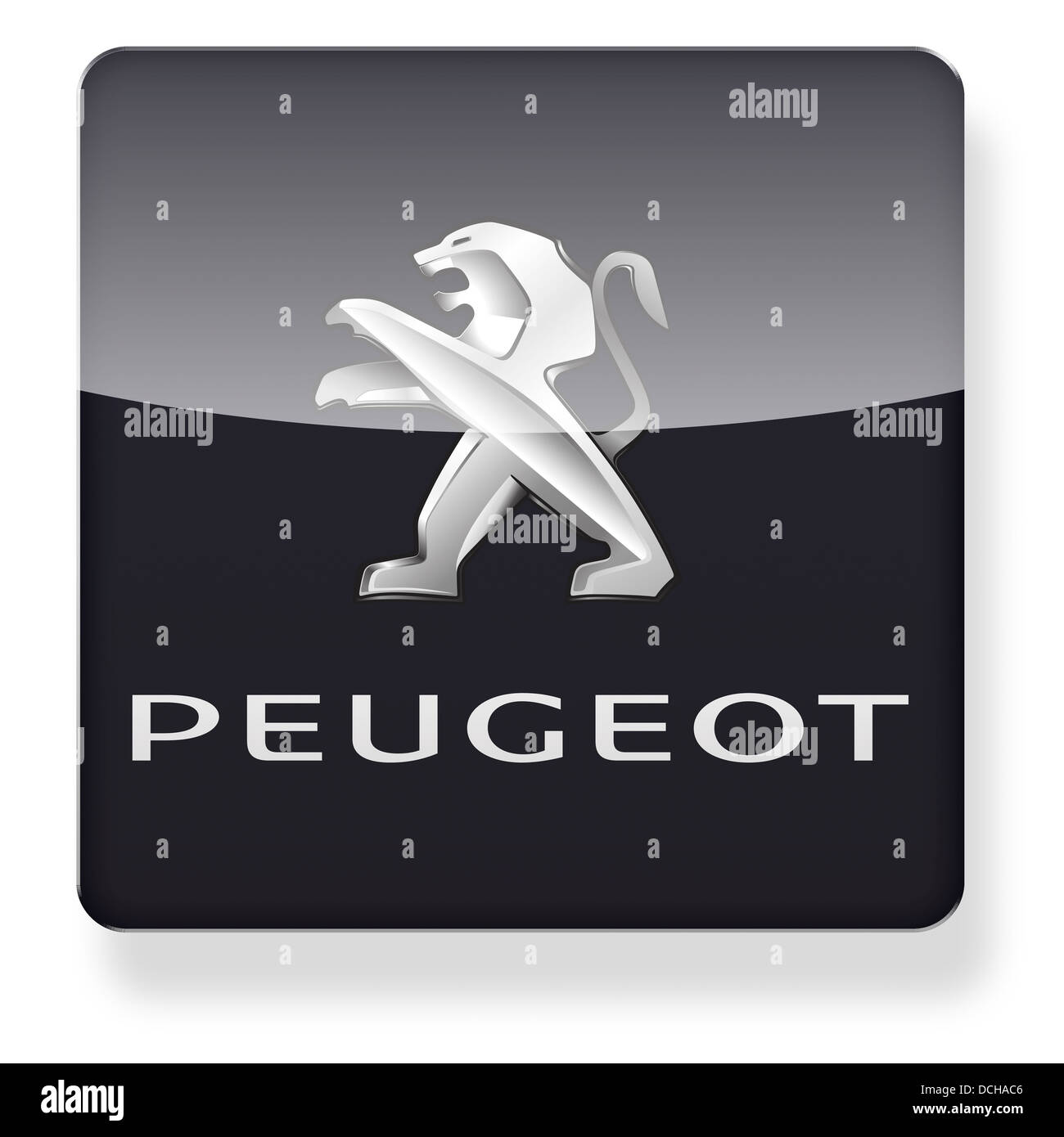 Peugeot-Logo als ein app-Symbol. Clipping-Pfad enthalten. Stockfoto