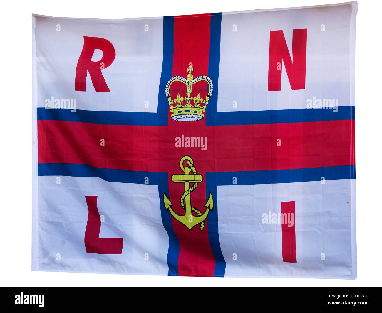 RNLI Flagge Banner Freisteller Aussparung Stockfoto