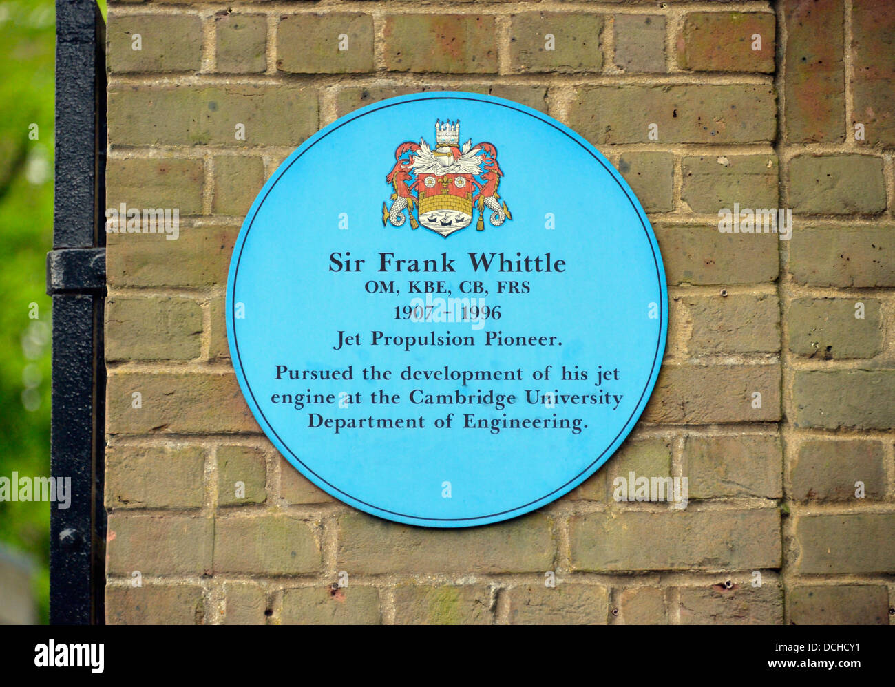 Sir Frank Whittle, Gedenktafel. Department of Engineering, University of Cambridge, Cambridgeshire, England, Vereinigtes Königreich Stockfoto