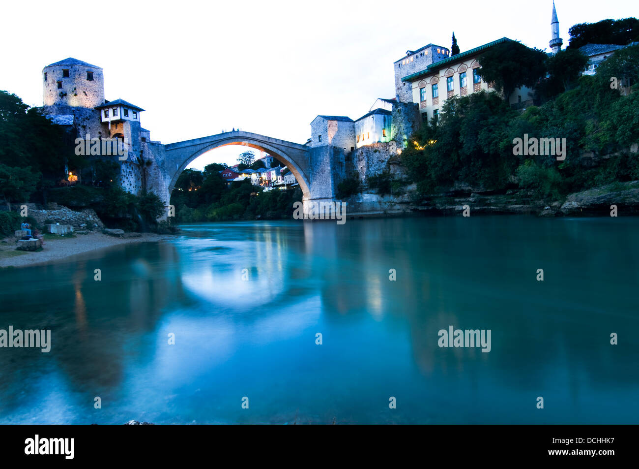 Die alte Brücke in Mostar. Stockfoto