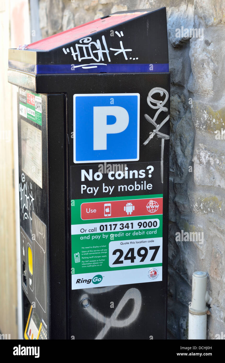 Parkplatz Meter geben Sie keine Münzen 2497 Bristol England uk Stockfoto