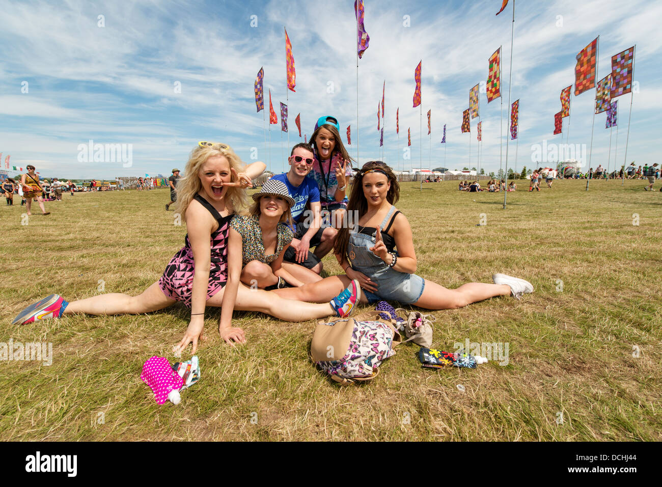 Musik-Fans beim T In The Park Festival in Balado am 8. Juli 2013 in Kinross Stockfoto