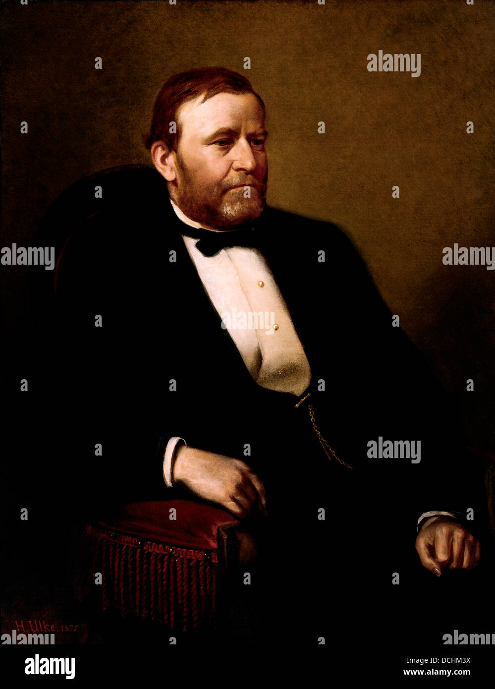 Vintage amerikanische Historienmalerei von Präsident Ulysses S. Grant. Stockfoto