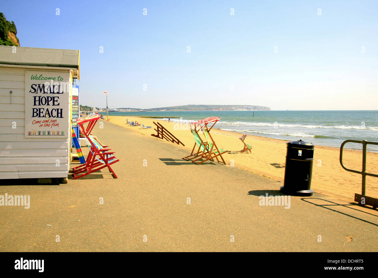 Am frühen Morgen an der Hoffnung Strand, Shanklin, Richtung culver Klippen, Sandown, Isle of Wight, England, UK. Stockfoto