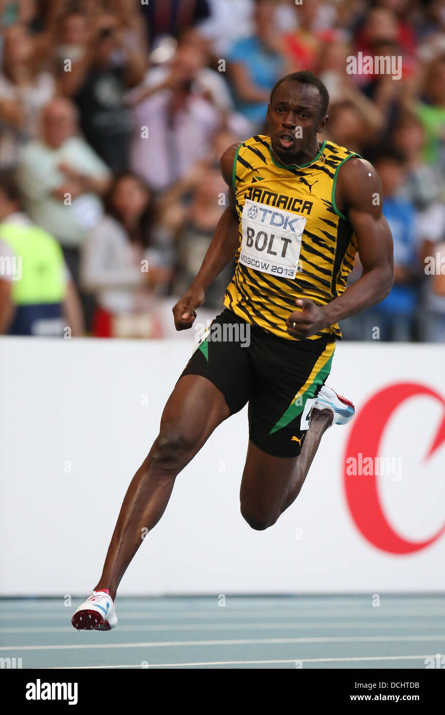 Usain Bolt (JAM), 17. August 2013 - Leichtathletik: Usain Bolt aus Jamaika konkurriert in der Herren 200 m-Finale bei den 14. Weltmeisterschaften im Luzhniki-Stadion, Moskau, Russland. (Foto von Takashi Okui) Stockfoto