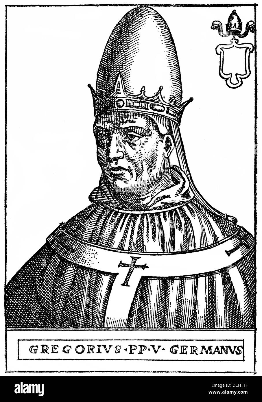 Gregor V oder Bruno oder Brun von Kärnten, 972-999, Papst von 996-999, von der Salier, der erste deutsche Papst Stockfoto