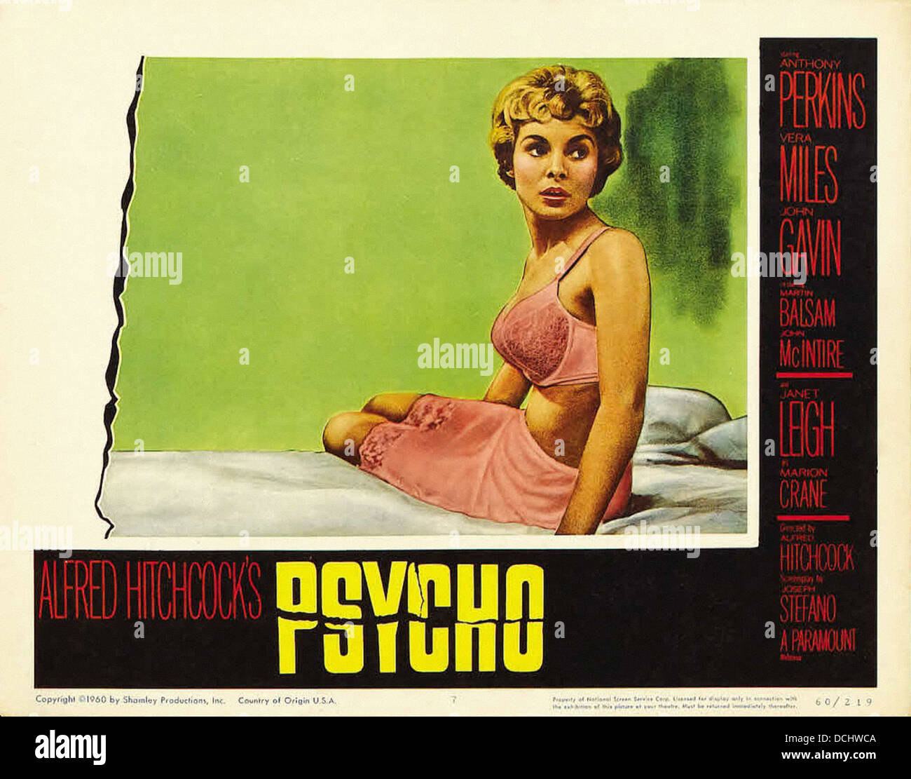 PSYCHO MOVIE POSTER unter der Regie von Alfred Hitchcock. Paramount 1960. Stockfoto