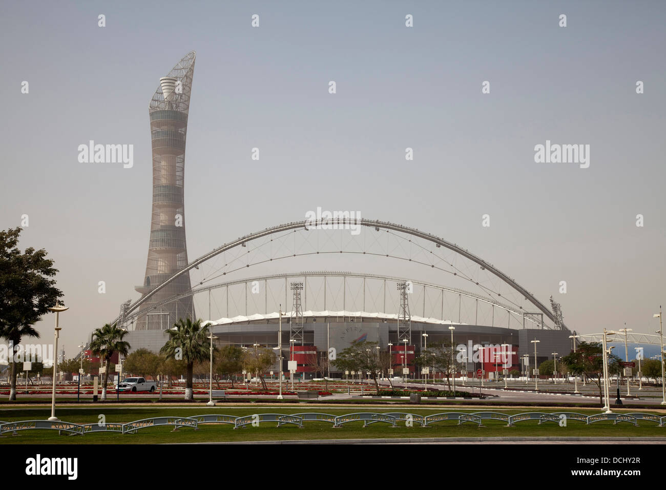 Al-Khalifa-Stadion und Streben Aufsatz, Doha. Stockfoto