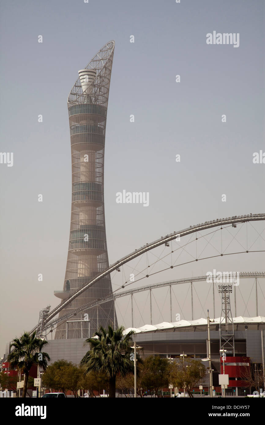 Al-Khalifa-Stadion und Streben Aufsatz, Doha. Stockfoto