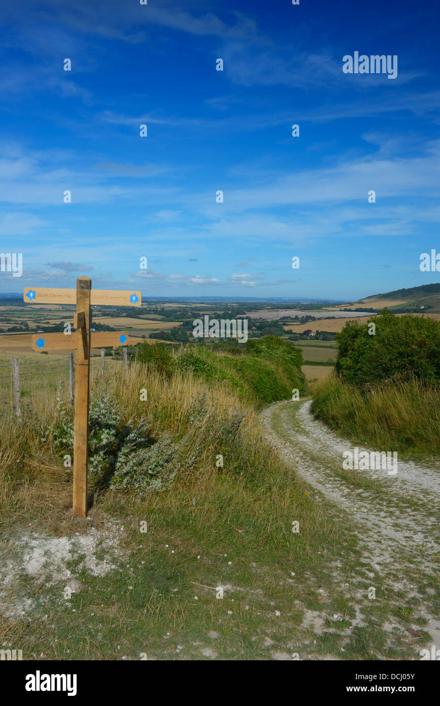 Der South Downs Way über Touristenort, East Sussex, UK Stockfoto