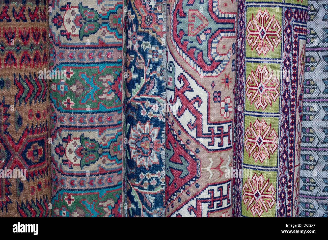 Traditionelle indische Wolle Teppiche zu verkaufen - Agra, Indien Stockfoto