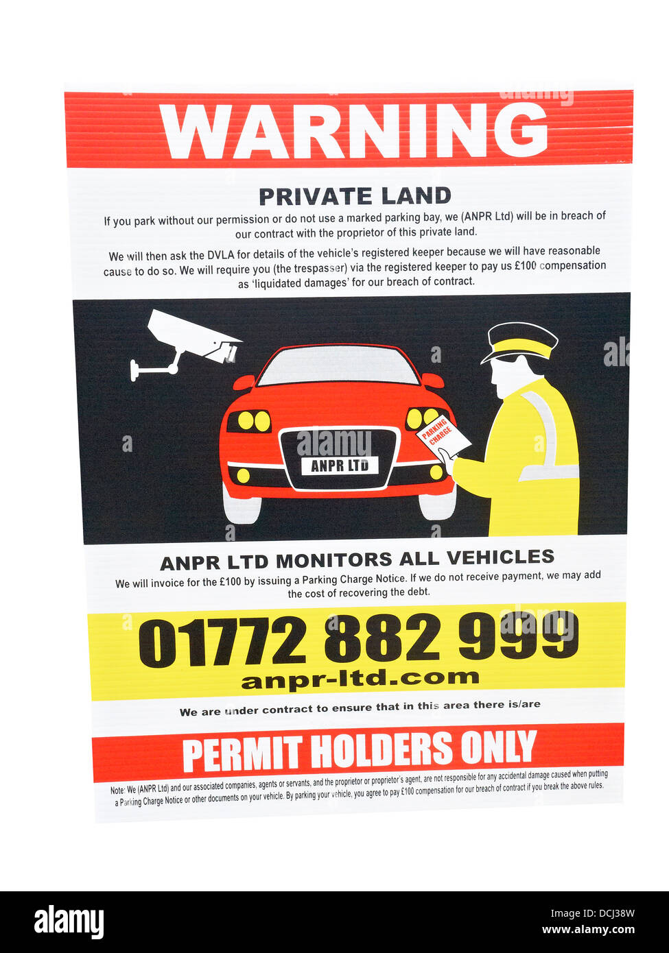 Automatische Nummernschilderkennung oder ANPR-Warnschild UK Stockfoto