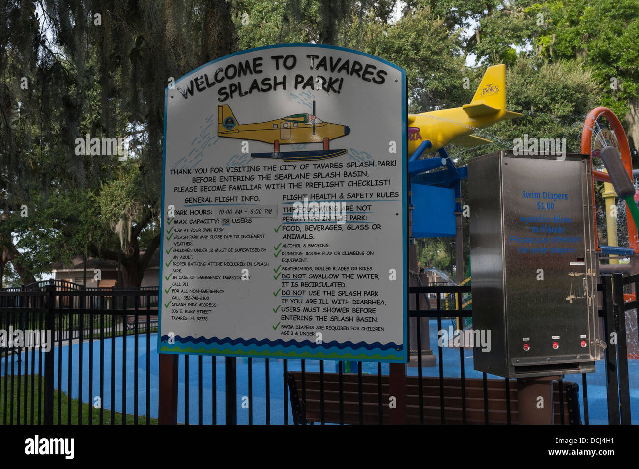 Tavares Splash Park im Wooton Park, Tavares Florida. Ein Wasser-Park für Kinder. Stockfoto