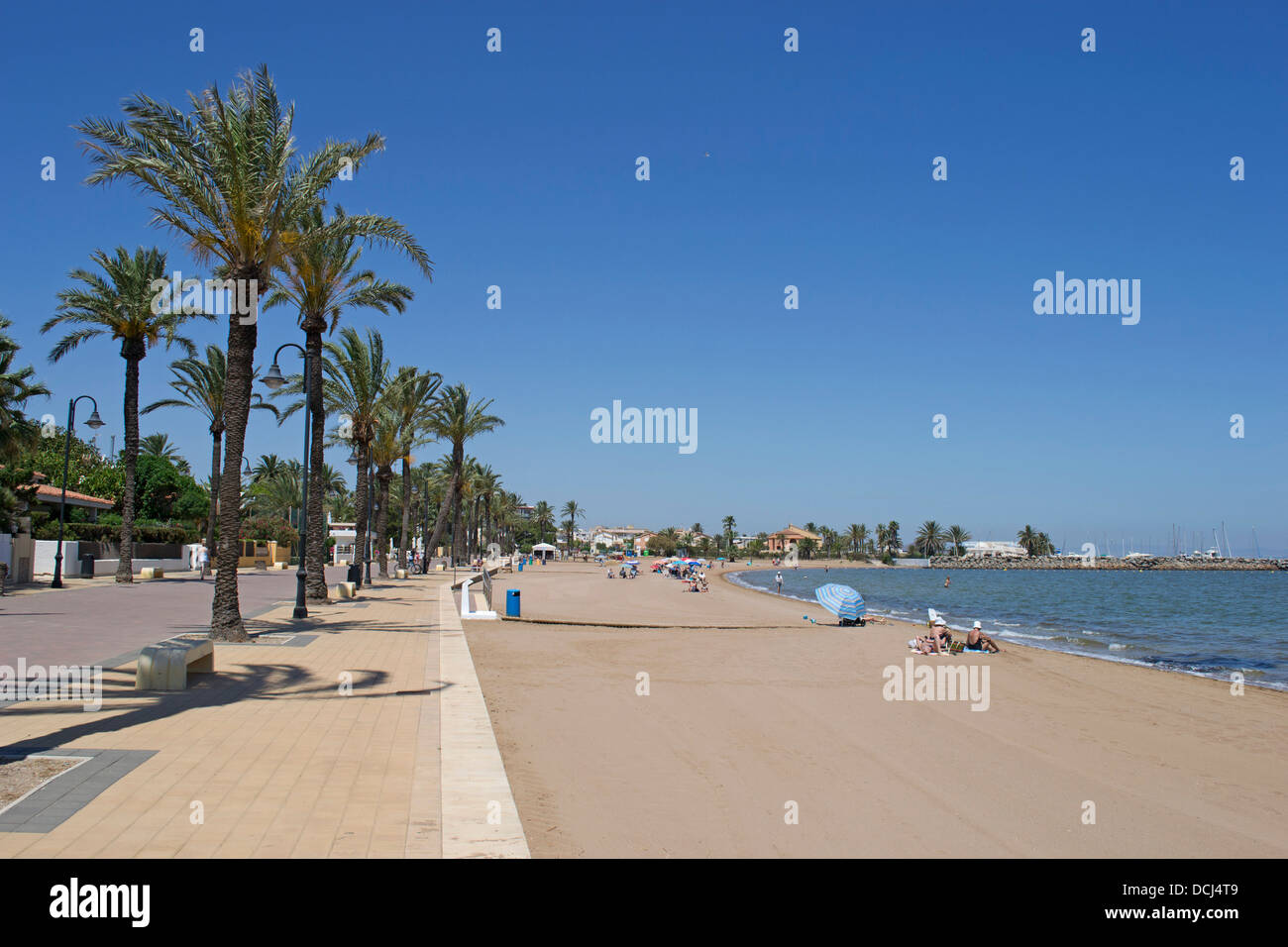 Strand und Promenade, Mar de Kristall auf das Mar Menor, Costa Calida, Murcia, Spanien Stockfoto