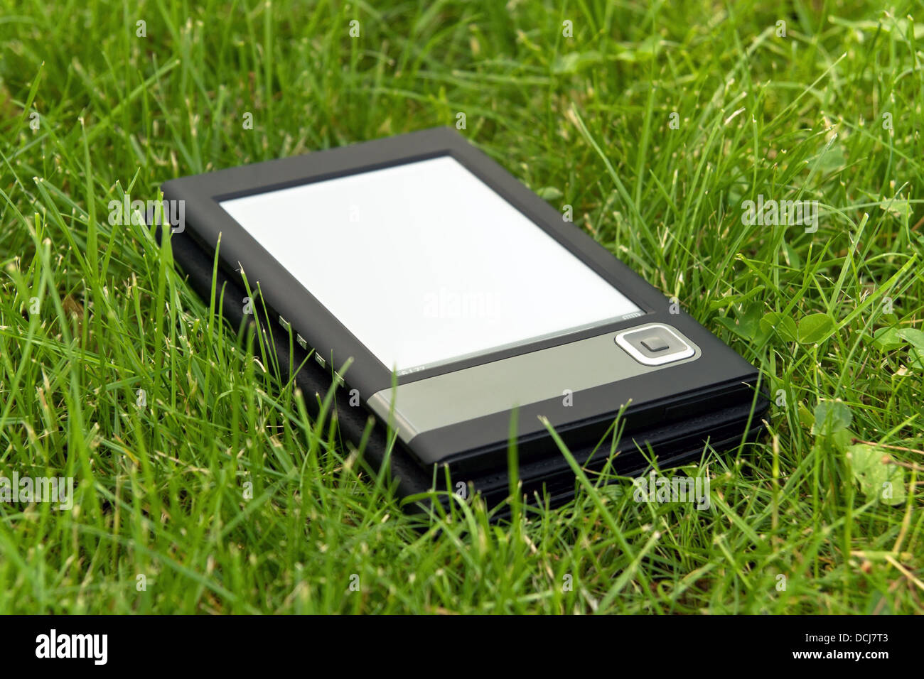 E-Book-Reader in der Wiese Stockfoto