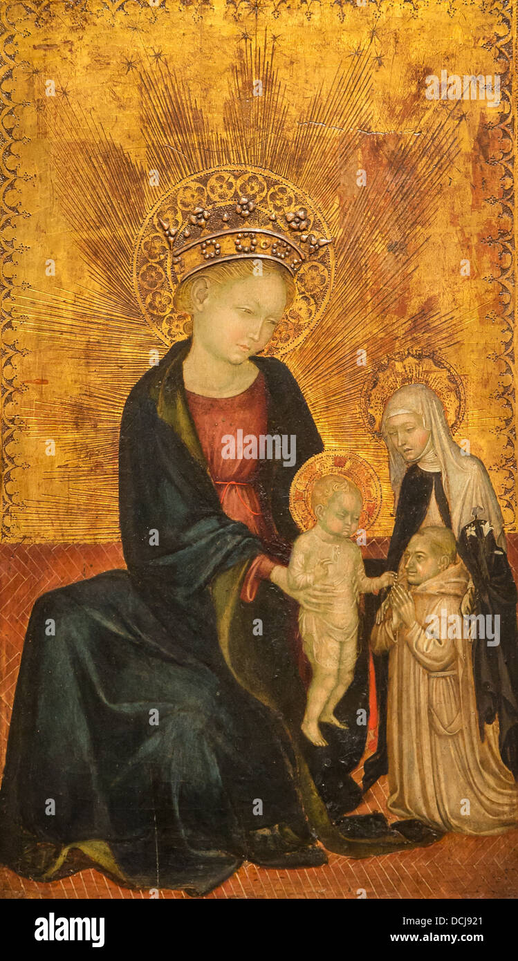 15. Jahrhundert - Jungfrau und Kind mit St. Katharina von Siena - Tempera auf Holz Schule der Lombardei - Italien - Met Museum New York Stockfoto