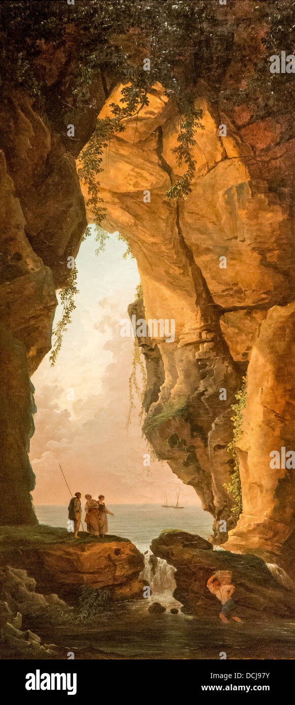 18. Jahrhundert - die Mündung einer Höhle - Hubert Robert (1777) - Metropolitan Museum of Art - New York - Öl auf Leinwand Stockfoto