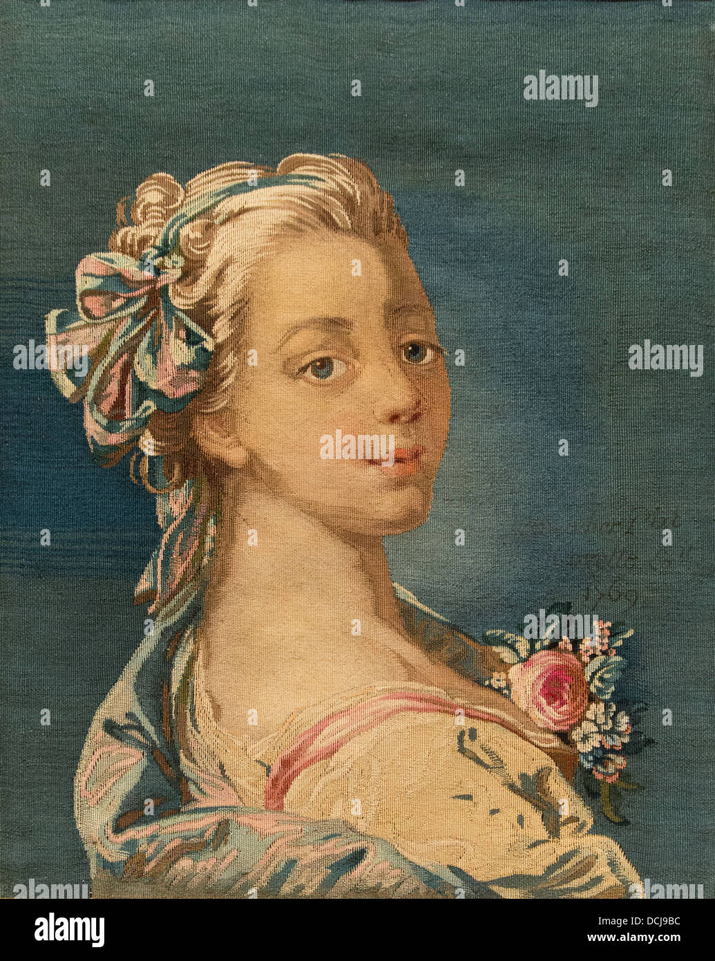 18. Jahrhundert - Bouchers Tochter Jeanne Elisabeth Victoire Deshays - Pierre François Cozette Wolle, Seide Stockfoto