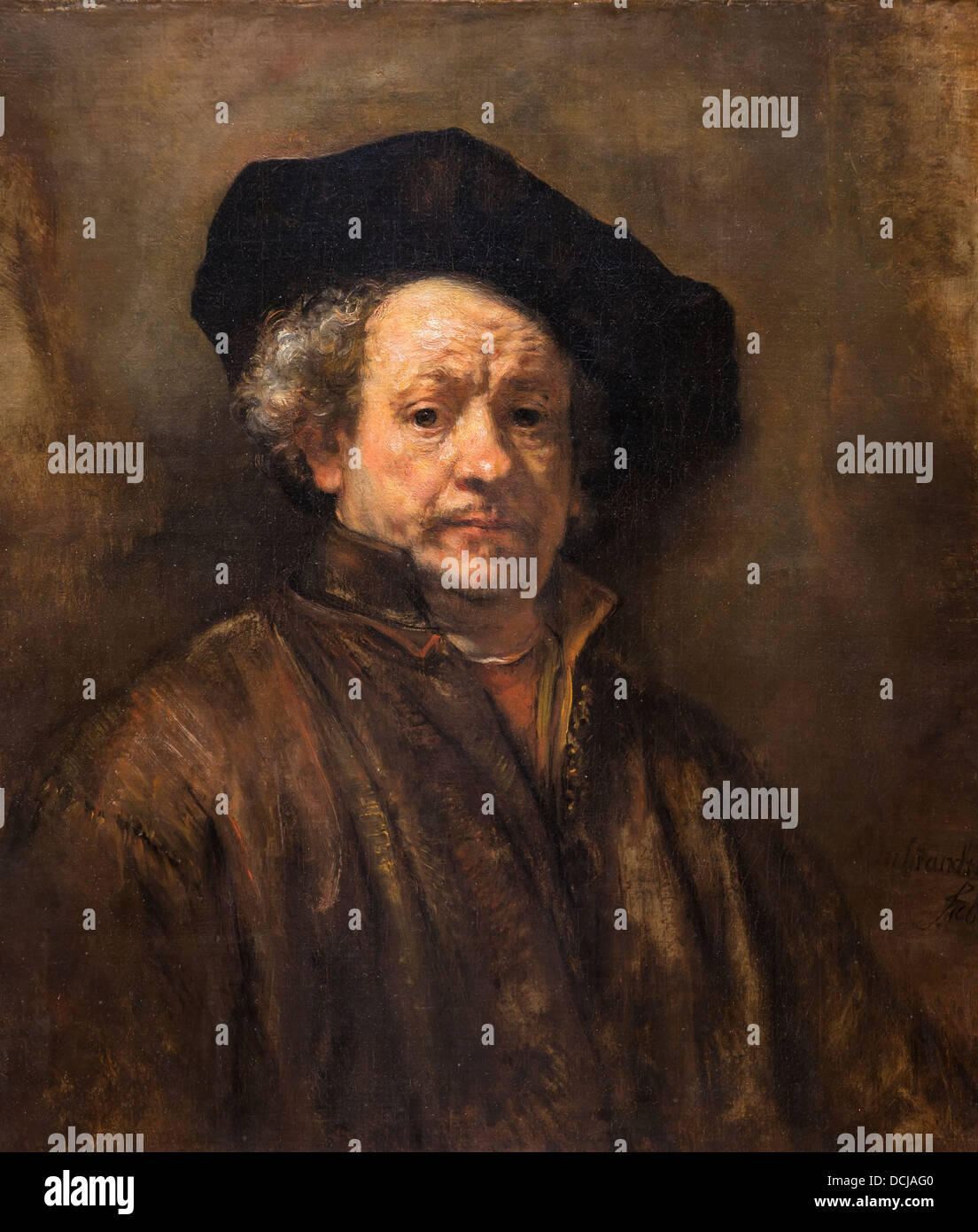 17. Jahrhundert - Selbstporträt - Rembrandt (1660) - Metropolitan Museum of Art - New York Öl auf Leinwand Stockfoto