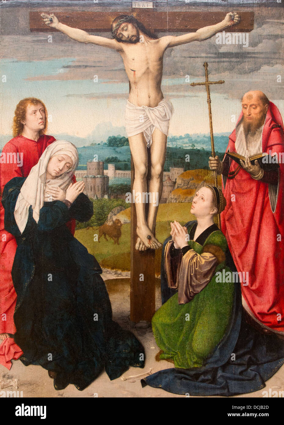 15. Jahrhundert - die Kreuzigung, 1495 - Gerard David Philippe Sauvan-Magnet / aktives Museum Öl auf Holz Stockfoto